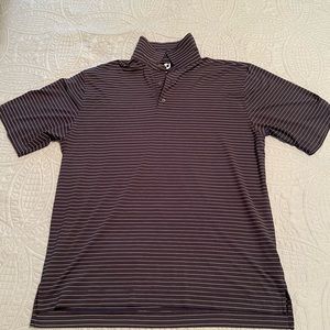 Footjoy Athletic Fit Classic Stripe Self Collar Polo - Navy/White size XL